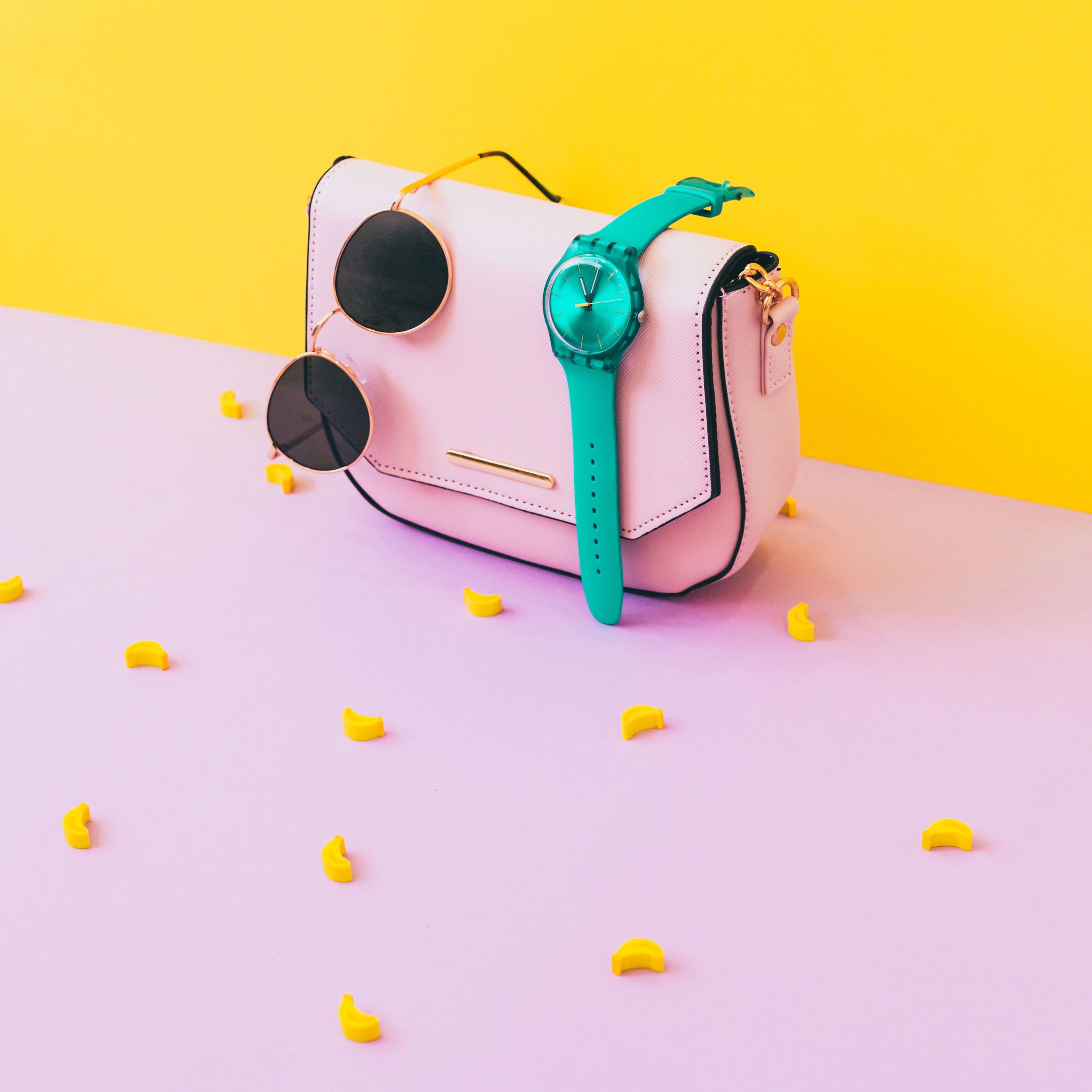 Accessory bundle flatlay concept for streetwear merch