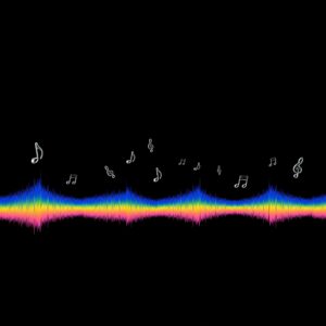Black graphic tee mockup concept with abstract soundwave/equalizer artwork on dark background